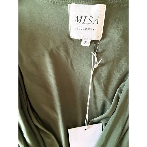 NWT Misa Los Angeles Teget V-Neck Drape Long Sleeve High-Low Midi Dress XS/S - Picture 9 of 14
